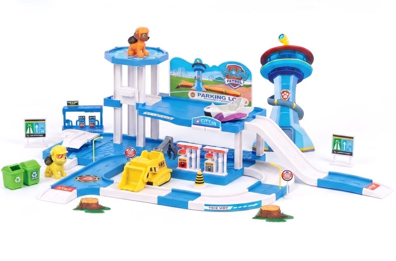Paw Patrol Toys Paw Patrol Style Parking Lot Playset with 2 Dog Figures & 2 Rescue Vehicles – Multi-Level Garage Toy Station for Car Lovers | Rescue City Service Base with Lookout Tower & Ramps | Best Gift for Kids Birthday, Eid, Christmas, Exam Passout - Image 2