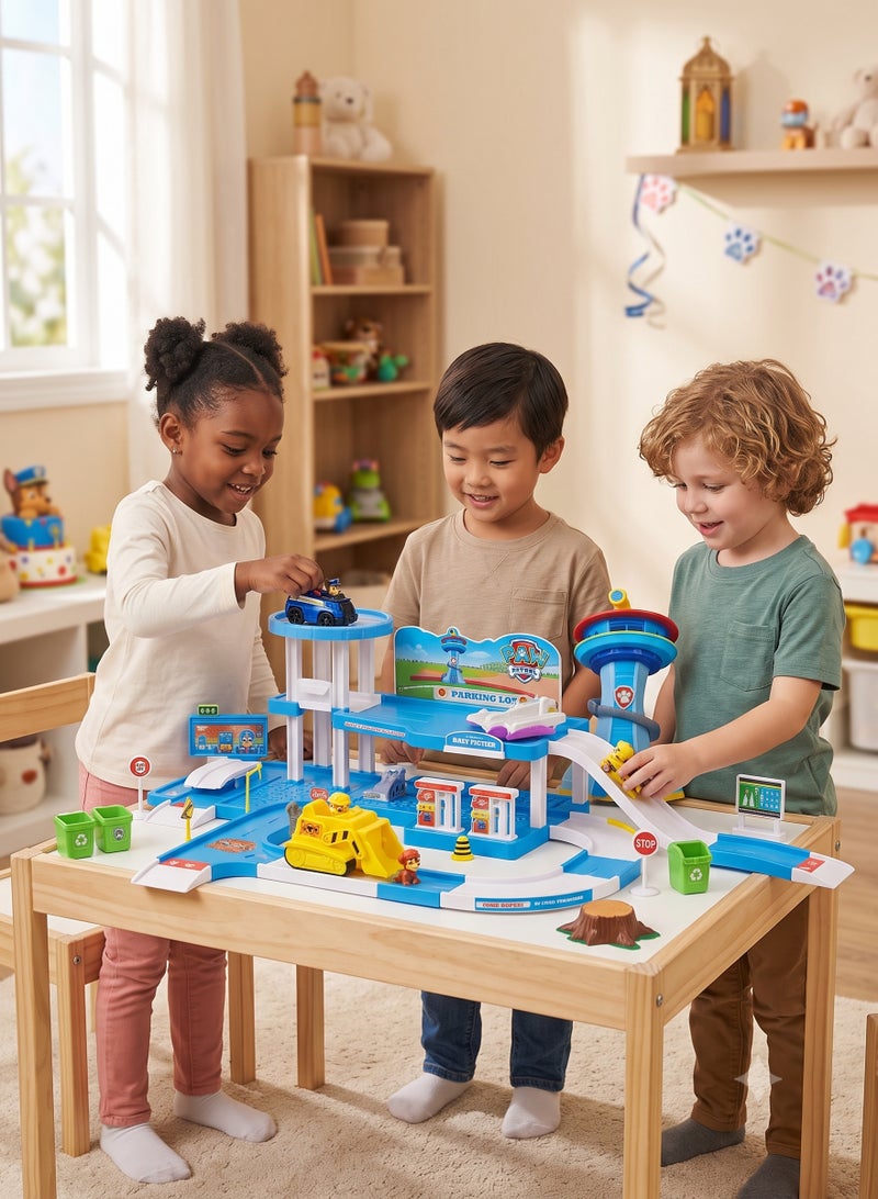 Paw Patrol Toys Paw Patrol Style Parking Lot Playset with 2 Dog Figures & 2 Rescue Vehicles – Multi-Level Garage Toy Station for Car Lovers | Rescue City Service Base with Lookout Tower & Ramps | Best Gift for Kids Birthday, Eid, Christmas, Exam Passout - Image 5