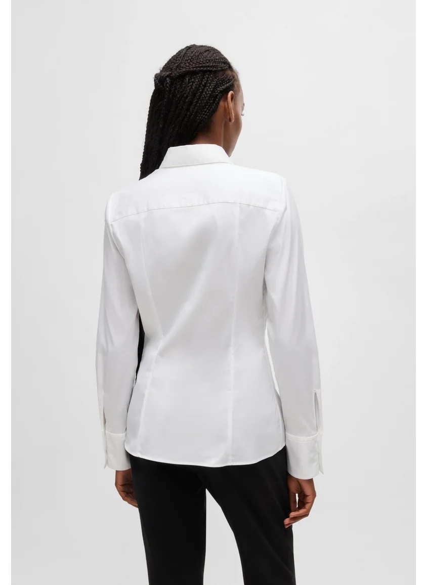 HUGO Slim-fit blouse in easy-iron poplin