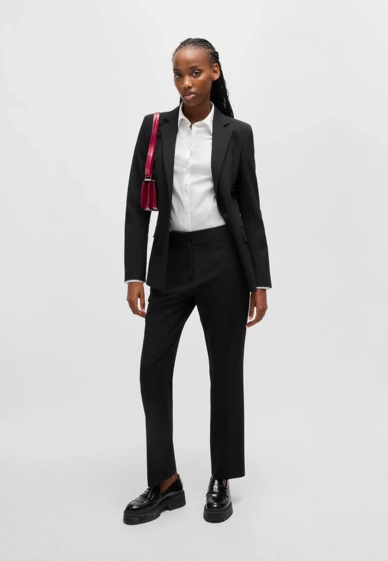 HUGO Slim-fit blouse in easy-iron poplin