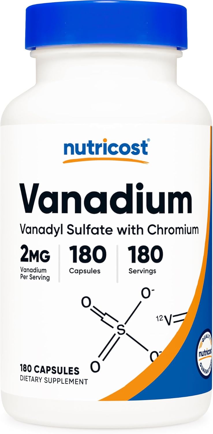 Nutricost Vanadium  Chromium 2mg 180 Vegetarian Capsules  Gluten Free NonGMO  Vanadium Supplement - Image 1