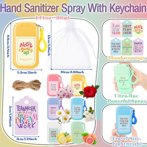 FoldTier 24 Sets 2026 Graduation End of Year Gifts for Team Teacher Bulk Mini Mist Hand Sanitizer Spray Keychain 1 oz Travel Size with Tags CNA Week Gifts for Employee Staff Nurse Teacher Coworker - Image 3