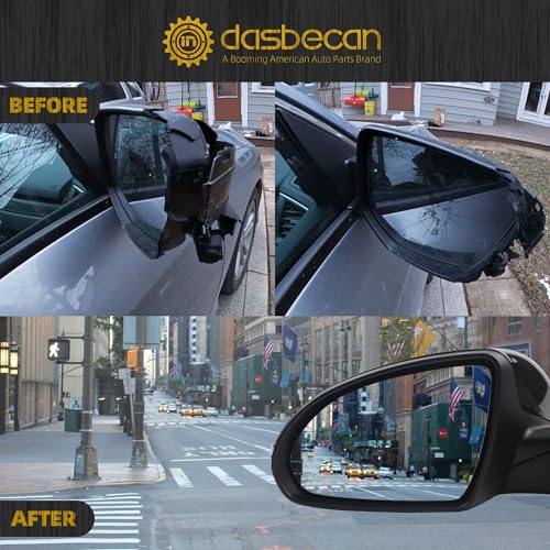 Dasbecan مرآة السائق الجانبية اليسرى من داسبيكان متوافقة مع كيا أوبتيما 2016 2017 2018 مرآة الرؤية الخلفية مع ضوء إشارة/زجاج كهربائي/طي يدوي/طلاء أسود استبدال# KI1320200 87610-D5000 (5 دبابيس) - Image 4