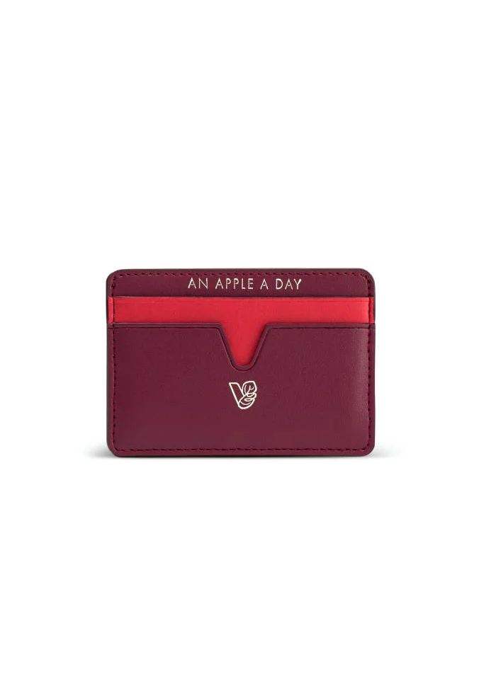 فيجانولوجي Cider Apple Leather Card Holder in Red Made From 4 Apples