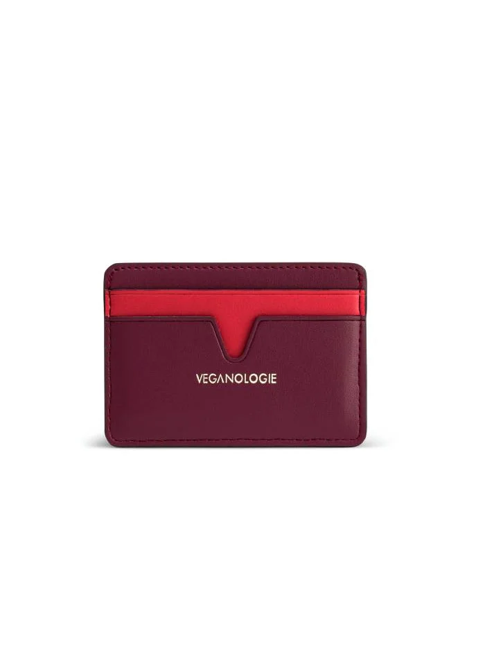 فيجانولوجي Cider Apple Leather Card Holder in Red Made From 4 Apples