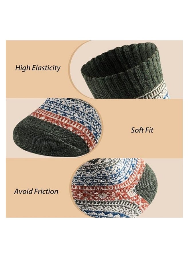5 Pairs Thick Soft Wool Socks for Women Men, Vintage Warm Wool Socks Winter Warm Boot Socks Winter Wool Boot Socks Cozy Soft Wool Socks Thermal Wool Socks Woolen Winter Socks for Winter Wear - Image 2
