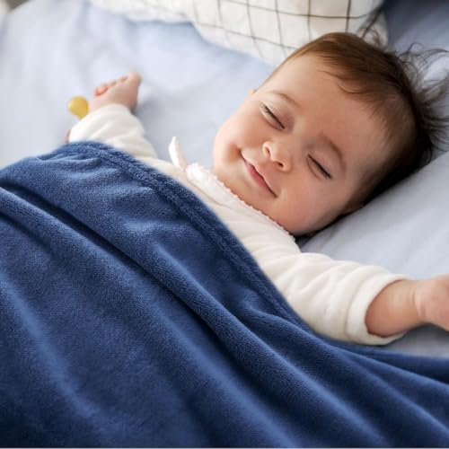 Butterthief Flannel Swaddle Baby Blanket for Newborn Babies Soft All Seasons Wrapper Sheet for Boys & Girls 70x100 cm 0-2 Years Navy Blue - Image 2