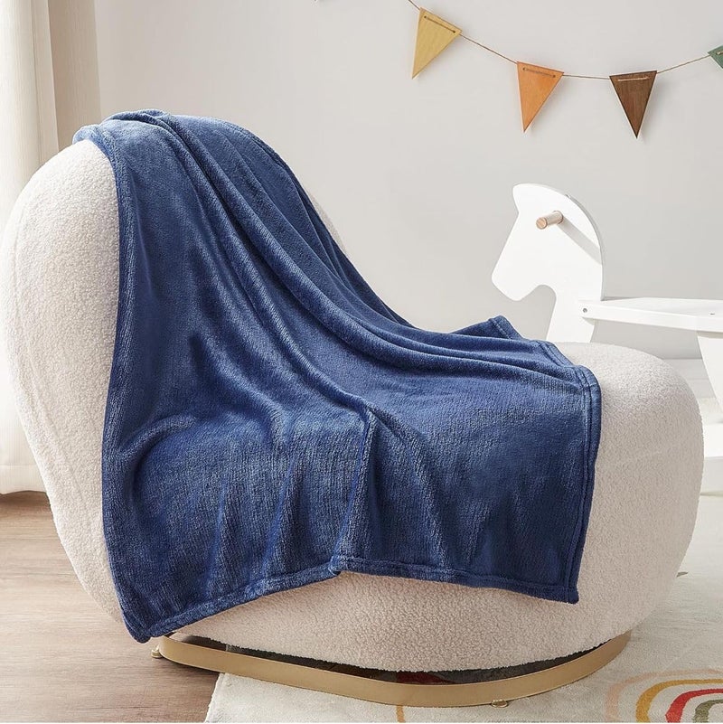 Butterthief Flannel Swaddle Baby Blanket for Newborn Babies Soft All Seasons Wrapper Sheet for Boys & Girls 70x100 cm 0-2 Years Navy Blue - Image 1