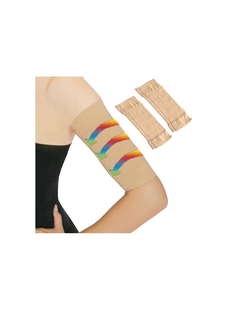 2 Pieces Women's Arm Shapers Blue Size - Women, Beige Free Size, Suitable for people with fat accumulation in the upper arms - Image 1