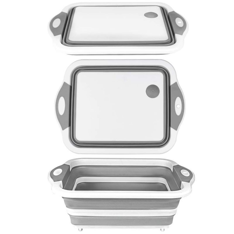 PRAHAJ 3 in 1 Collapsible Cutting Board with Basket Dish Tub with Draining Plug Portable Fruits Vegetables Wash and Drain Sink Storage Basket - Image 1