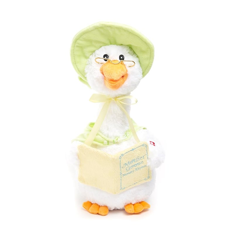 Cuddle Barn - Mother Goose Read-Along (Sage) | Animated Bird Plush with Mouth Movement Recites 7 Nursery Rhymes, Comes with Board Book, 14 inches - Image 5