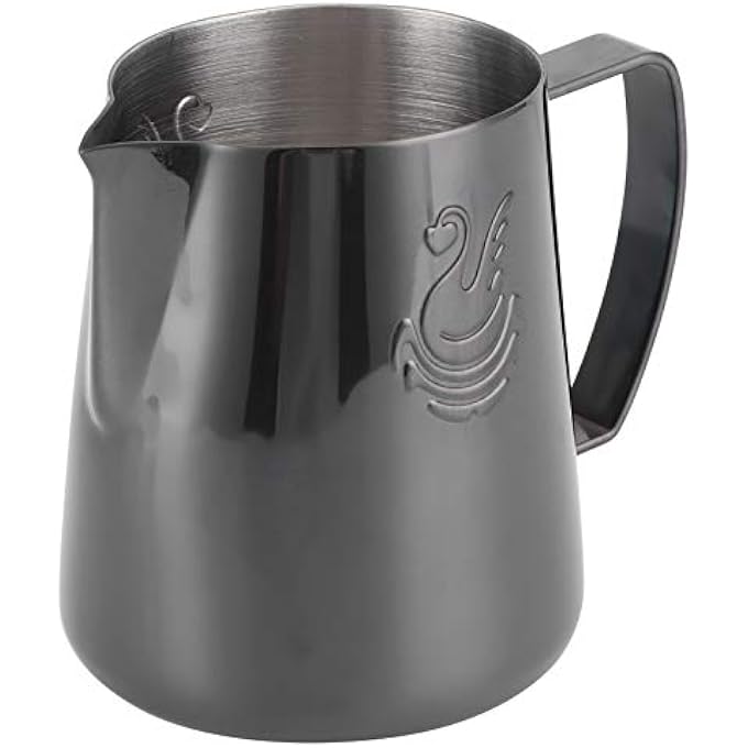 Weiyirot 400Ml Black Stainless Steel Milk Frothing Pitcher For Espresso Latte Cappuccino - Image 3