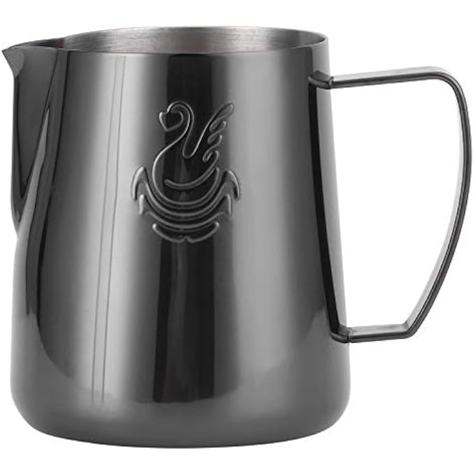 Weiyirot 400Ml Black Stainless Steel Milk Frothing Pitcher For Espresso Latte Cappuccino - Image 2