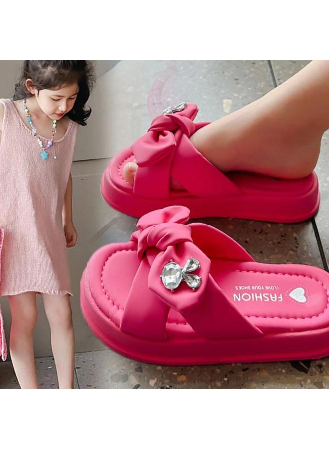 SHAKA Girls' Fashion Open Toe Outer Wear Slippers Summer New Arrival Little Girl'S Bow Princess One-Thread Sandals Beach Sandals - Image 4