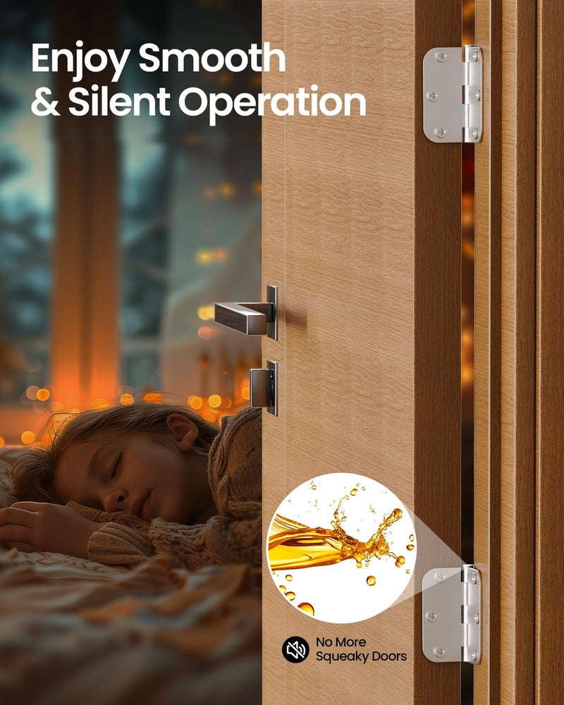 AmzGod Door Hinges Brushed Nickel - 12 Pack 3.5 Inch Rounded with 5/8" Radius Satin Nickel Door Hinges for Interior and Exterior Doors - Heavy Duty 3 1/2" Silver Residential Door Hardware - Image 3