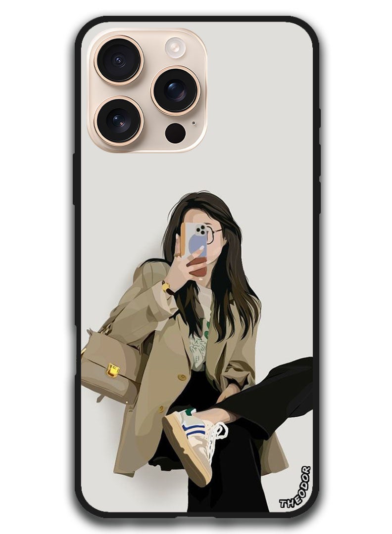 Theodor Protective Case Anti Scratch Shock Proof Bumper Cover For iPhone 16 Pro (6.3)-inch Girl Taking selfie - Image 1
