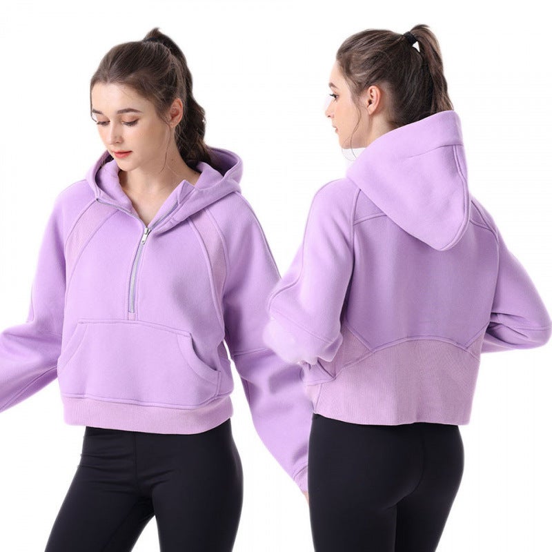 Women's Breathable Cotton Full-Zip Hooded Jacket for Yoga and Workouts, Relaxed Fit Long Sleeve - Image 5