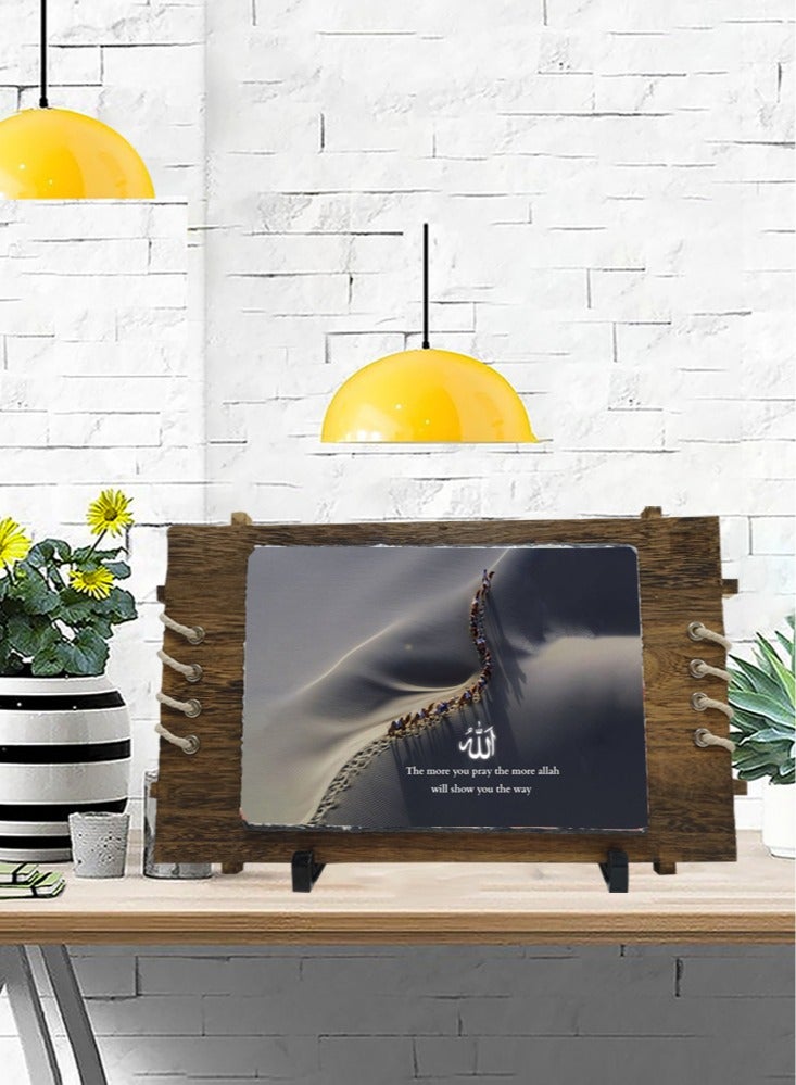 Service Zone Protective Printed White Rectangle Shape Marble Photo Frame for Table Top More You Pray The More Allah Will Show You The Way - Image 1