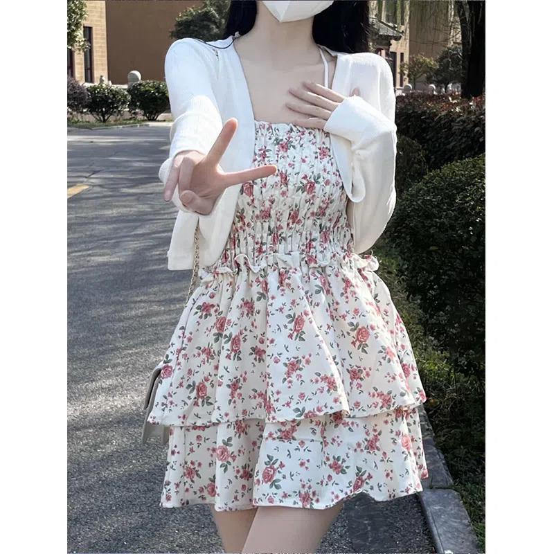 2024 Summer Floral Dress  Knit Cardigan Set for Women Cardigan Jacket  - Image 1