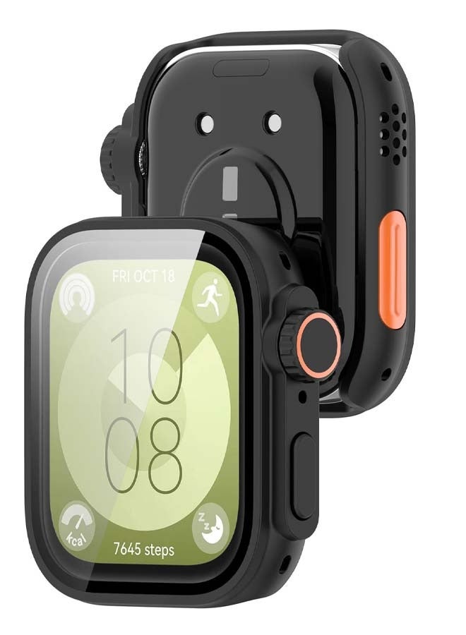 The case is compatible with HUAWEI Watch Fit 3 Watch Glass Protective Film and Hard Plastic Frame. Second Version HUAWEI Watch Fit 3 Watch Case Black. - Image 2