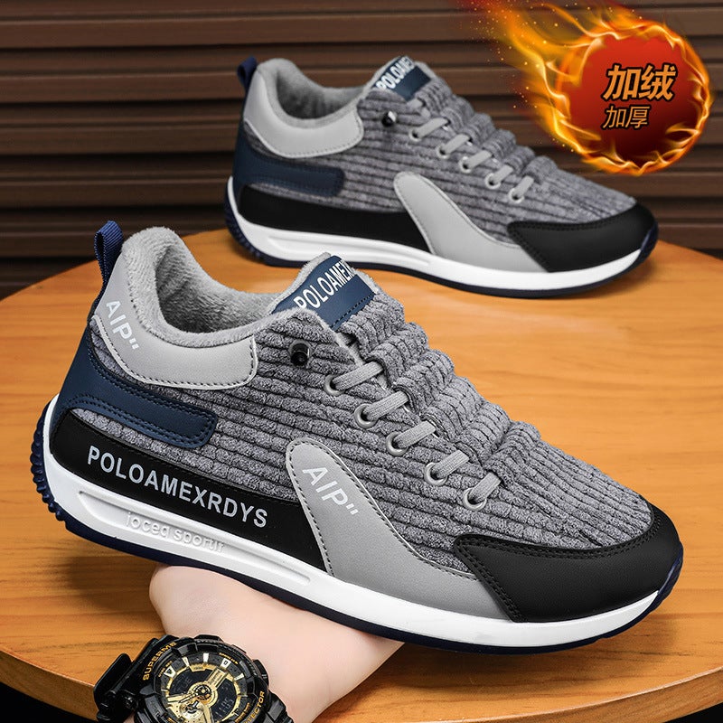 Mens Winter Plush Warm Casual Sneakers Gray 