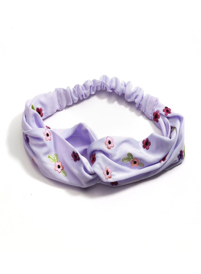 MASQ by Q-One Hair Accessories, Verbena Embroidered, Handmade, Hair Band/HeadBand for Women, Girls with Elastic (Purple, Pack of 1) - Image 1