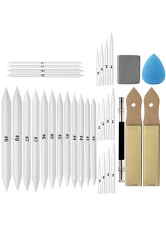33 Pcs Blending Stumps And Tortillions Set Art Blenders With Sketch Sandpaper Pencil Sharpener Pencil Extension Tool Drawing Kneaded Eraser Sponge For Student Sketch Drawing Tool