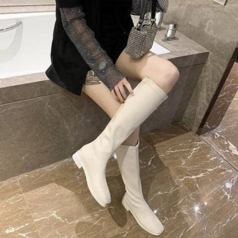 Generic But Knee Long Boots Women's Small Medium Boots Thick Heel White ...