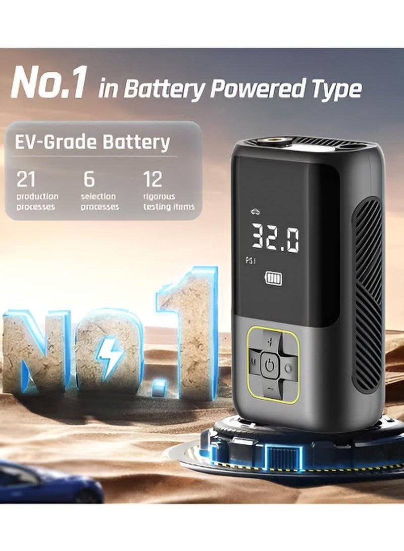 Portable Car Air Pump – Digital Tire Inflator with LED Display, Rechargeable USB-C, 150 PSI, for Car, Bike, Motorcycle, Sports Equipment - Image 2