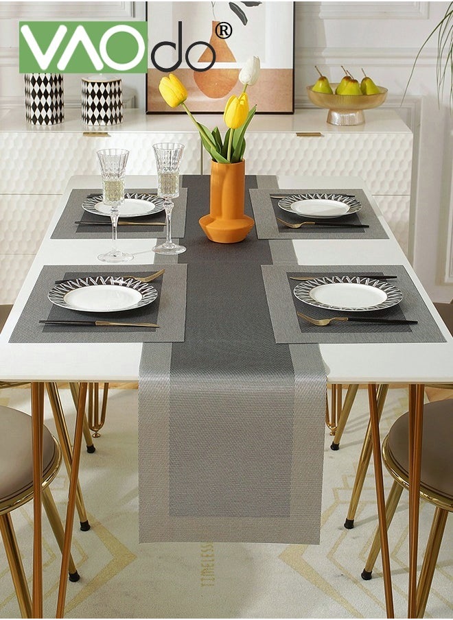 VAOdo 5PCS Table Runner and Table Mat*4pcs Simple Shape Oil-proof Easy To Clean Suitable For Restaurants Hotels Coffee Shops Etc  - Image 1