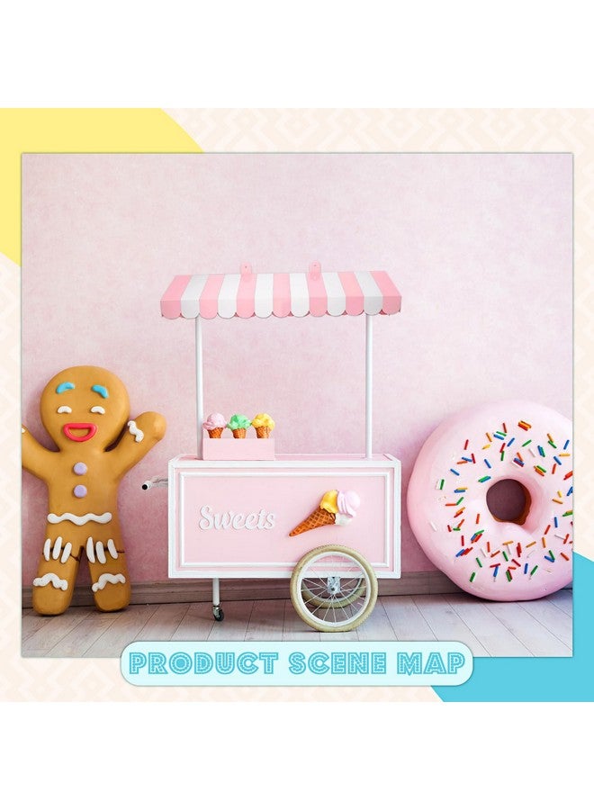 BOAO Boao 4 Pack Circus Awning Decoration 3D Stripe Cardboard Awning Carnival Wall Decor Circus Party Favors for Lemonade Stand Bakery Ice Cream Truck Bulletin Board Decor(Pink and White)  - Image 5