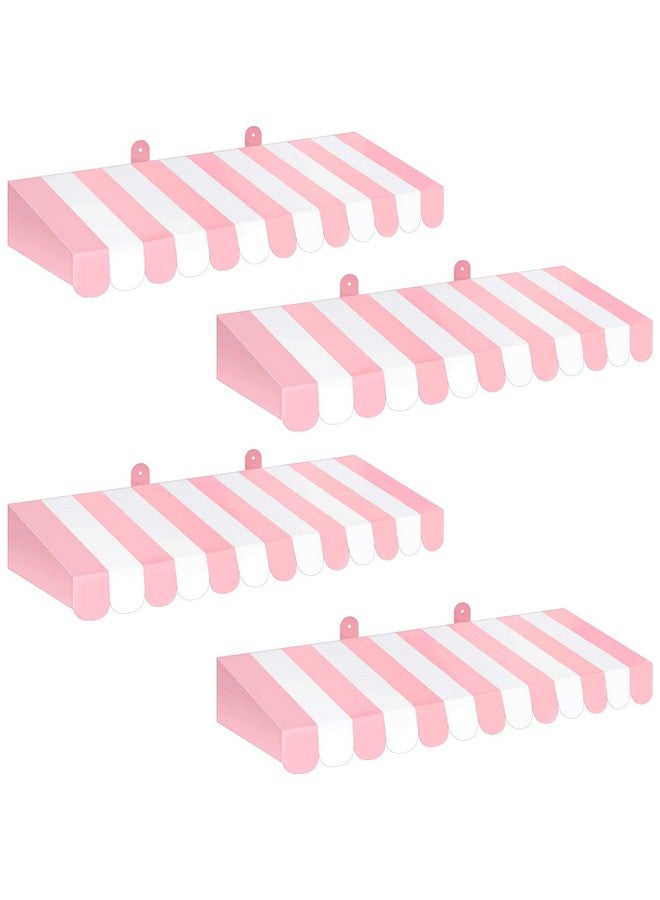 BOAO Boao 4 Pack Circus Awning Decoration 3D Stripe Cardboard Awning Carnival Wall Decor Circus Party Favors for Lemonade Stand Bakery Ice Cream Truck Bulletin Board Decor(Pink and White)  - Image 1