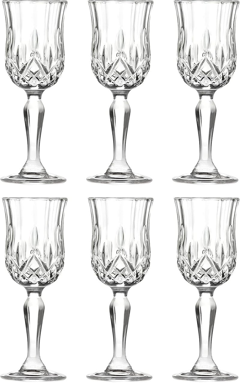 Liquor Glass - Stemmed Glasses - Set of 6 - Glass - Crystal Glass - Designed - Use it for - Sherry - Shot - Vodka - Liquor - Cordial - Each Glass is 2 oz Made in Europe