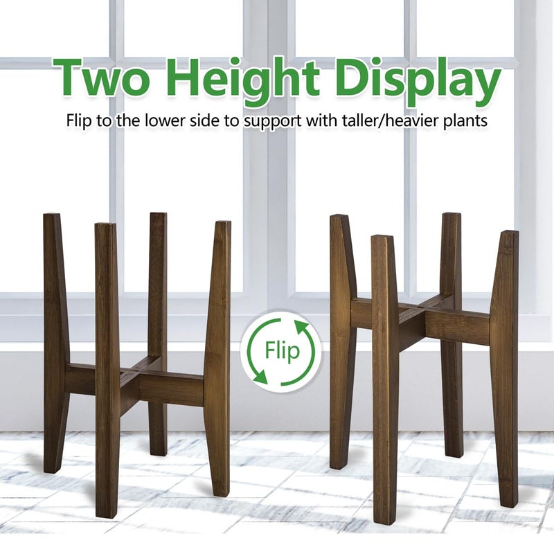 Rnined Plant Stand Indoor, Bamboo Plant Shelf, Adjustable Corner Plants Flower Holders Single Floor Plant Stand, Fits 8 to 12 Inches Pots,(Pot & Plant Not Included)(walnut) - Image 4