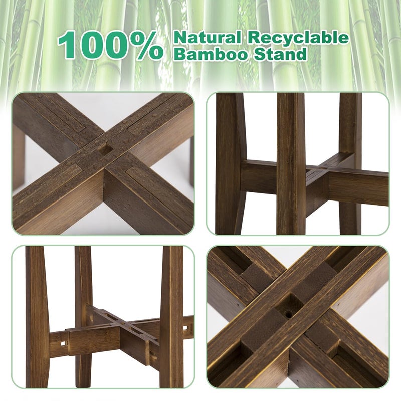 Rnined Plant Stand Indoor, Bamboo Plant Shelf, Adjustable Corner Plants Flower Holders Single Floor Plant Stand, Fits 8 to 12 Inches Pots,(Pot & Plant Not Included)(walnut) - Image 5