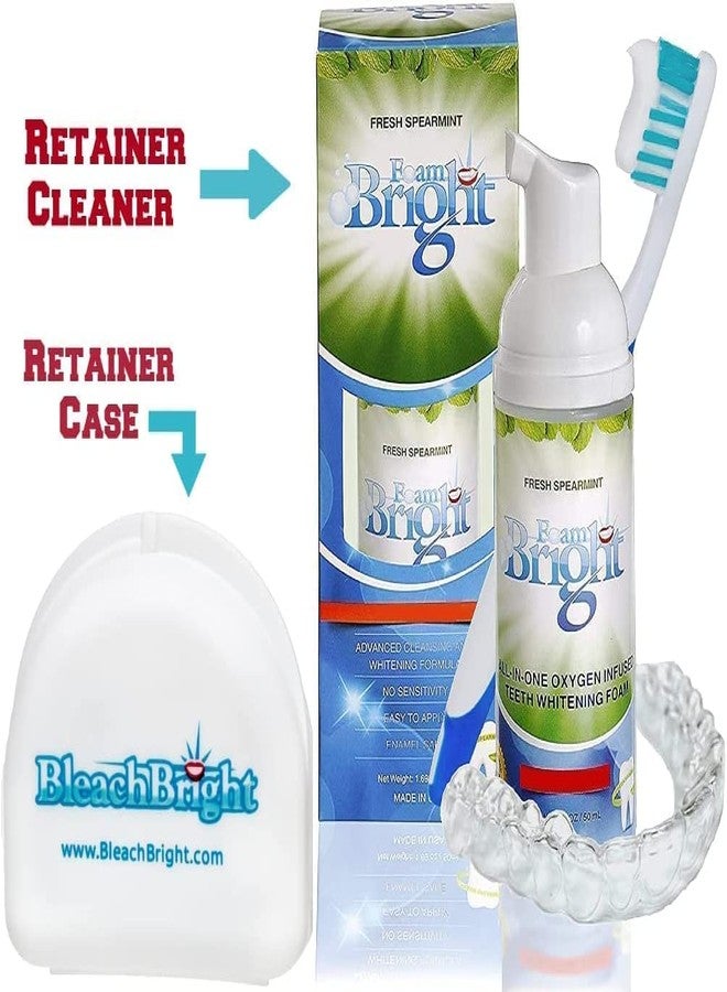 Bleachbright Retainer Cleaner & Aligner Cleaner FoamBright + Travel Retainer Case Kit | Great for Invisalign Aligners, Candid, Byte, Denture Cleaner | Whitens Teeth, Peroxide Free Oral Care | No Tablets Needed - Image 5