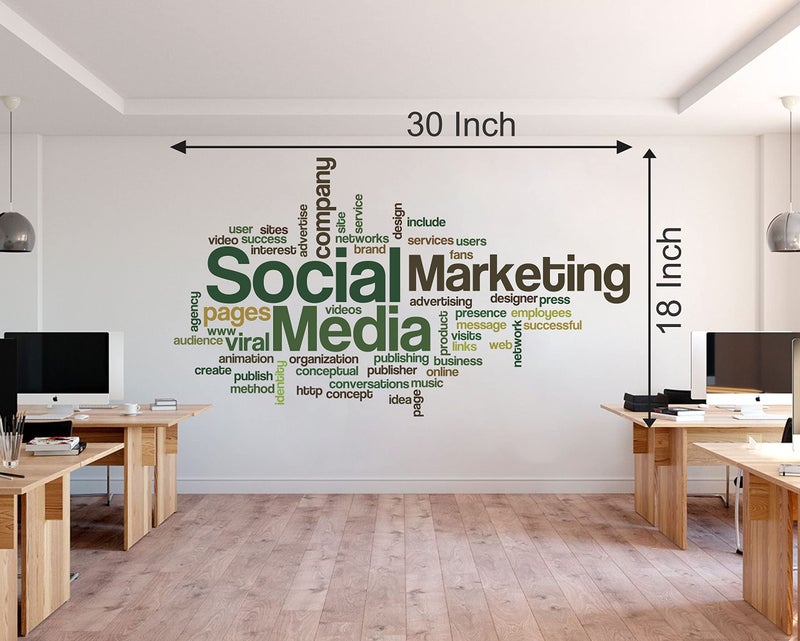 DivineDesigns Divine Designs™ PVC Vinyl Self-Adhesive Social Media Words Wall Sticker for Living Room, Bedroom, Office Wall Decoration (18 X 30 INCH) Pack 1 - Image 2