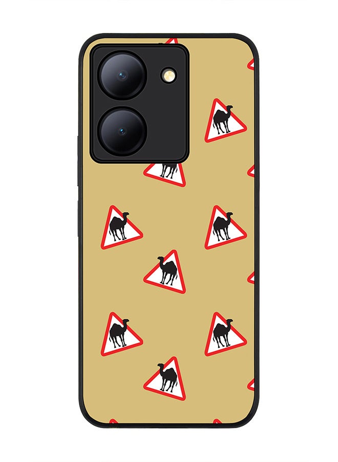 Stylizedd Rugged Black Edge case for Vivo Y36 / Vivo Y36 5G, Slim fit Soft Case Flexible Rubber Edges Anti Drop TPU Gel Thin Cover - Camel Signs - Image 1