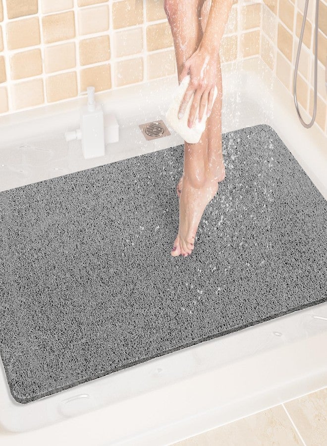 لوكسستيب سجادة استحمام LuxStep، مقاس 24 × 36 بوصة، سجادة حمام مانعة للانزلاق مع فتحة تصريف، سجادة حمام من مادة PVC سريعة الجفاف، مناسبة لحوض الاستحمام والدش والحمام، لون رمادي - Image 1