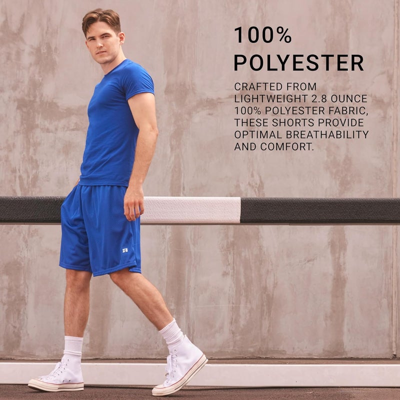 Russell Athletic Men's Mesh Shorts with Pockets - Navy, 1X Big, XL - Image 4