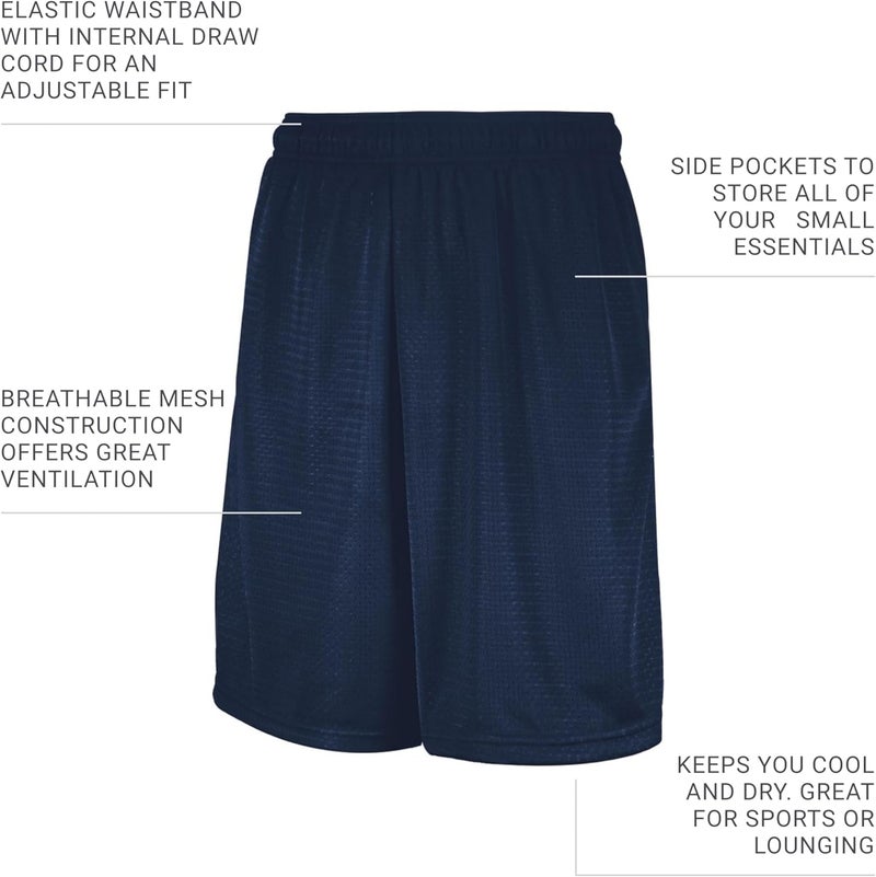 Russell Athletic Men's Mesh Shorts with Pockets - Navy, 1X Big, XL - Image 3