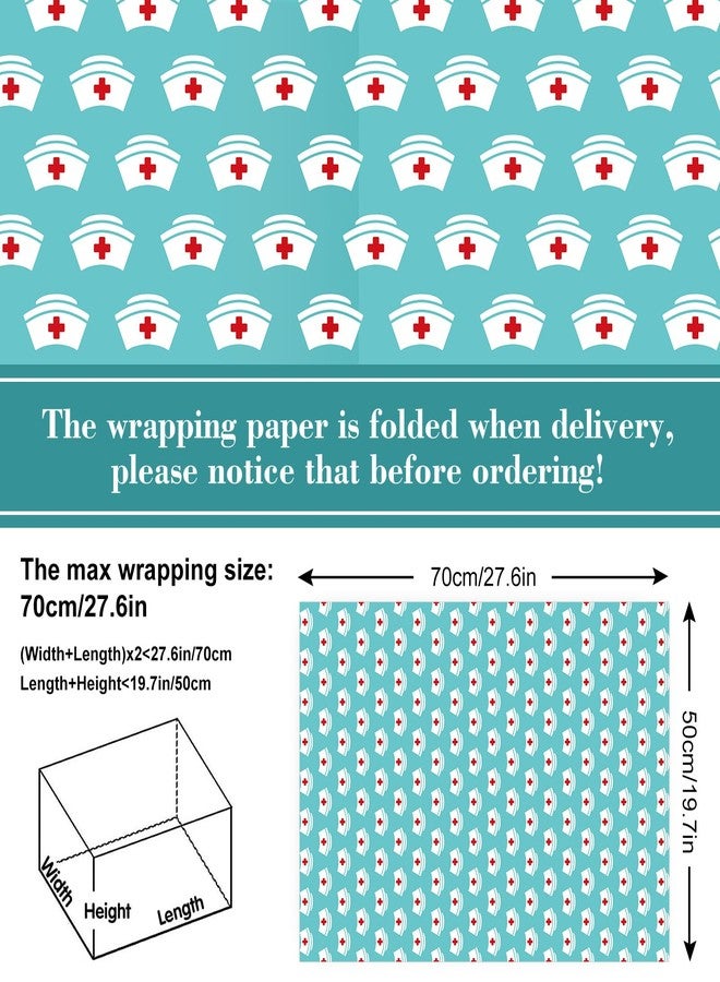 Whaline 12 Sheet Nurse Wrapping Paper Medical School Gift Wrap Paper Bulk Folded Flat Healthcare Stethoscope Craft Papers for Nurses Doctors DIY Crafts Gift Packing, 19.7 x 27.6 Inch - Image 2