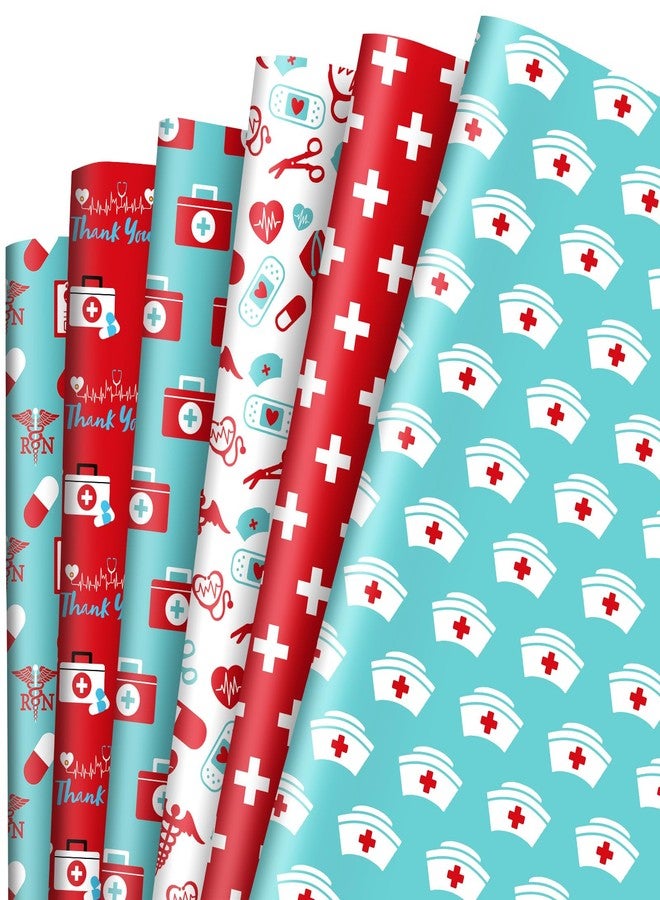 Whaline 12 Sheet Nurse Wrapping Paper Medical School Gift Wrap Paper Bulk Folded Flat Healthcare Stethoscope Craft Papers for Nurses Doctors DIY Crafts Gift Packing, 19.7 x 27.6 Inch - Image 1