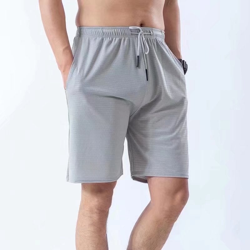 Summer Thin Mesh Ice Silk Shorts Mens Elastic Quick-drying Sports Pants Elastic Waist Straight Zipper All-match Pants Dark gray - Image 1