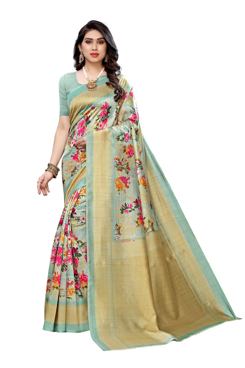 Yashika Women's Art Silk Saree With Unstitched Blouse Material. - Image 1