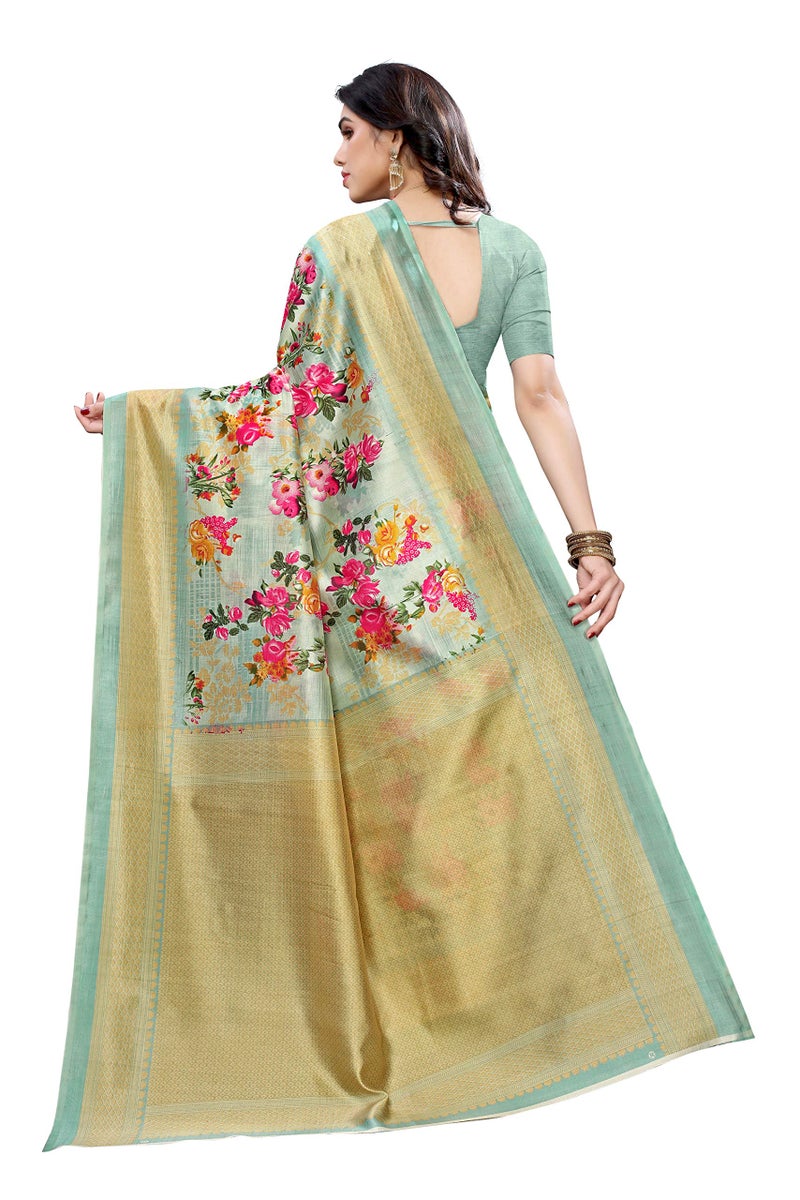 Yashika Women's Art Silk Saree With Unstitched Blouse Material. - Image 4