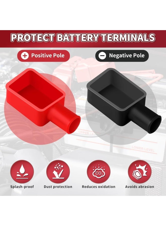 Melfi Battery Terminal Protector Caps, Soft Flexible Silicone Rubber Positive & Negative Battery Terminal Covers, Insulated Dustproof Battery Post Covers for Cars, Trucks, Boats & RVs (Red & Black) - Image 4