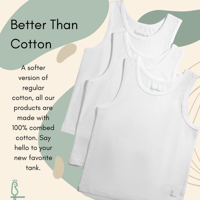 Feathers Boys White Tank 100% Cotton Super Soft Tagless Undershirts 3-Pack - Image 2