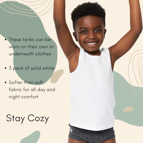 Feathers Boys White Tank 100% Cotton Super Soft Tagless Undershirts 3-Pack - Image 5