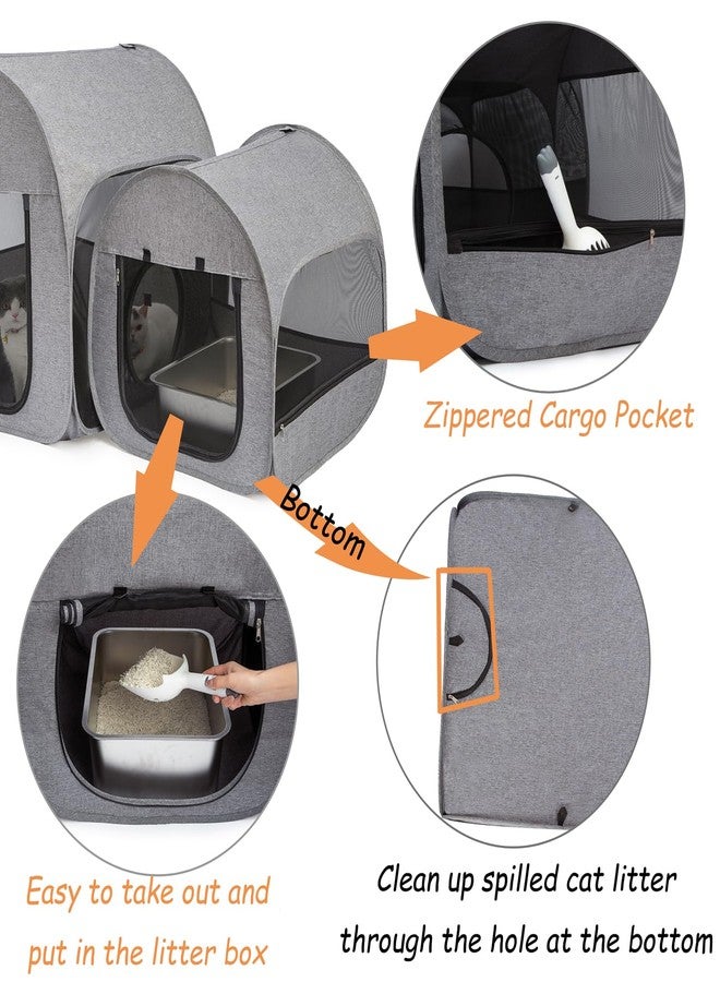 LUCKITTY قفص لعب محمول للقطط من لاكيتي، غرفة ولادة، حظيرة، نقاهة ما بعد الجراحة، تصميم منزل يوفر ثباتًا أفضل، خيمة قابلة للطي للحيوانات الأليفة للاستخدام الداخلي والخارجي، بيوت وشقق للقطط باللون الرمادي الداكن - Image 4